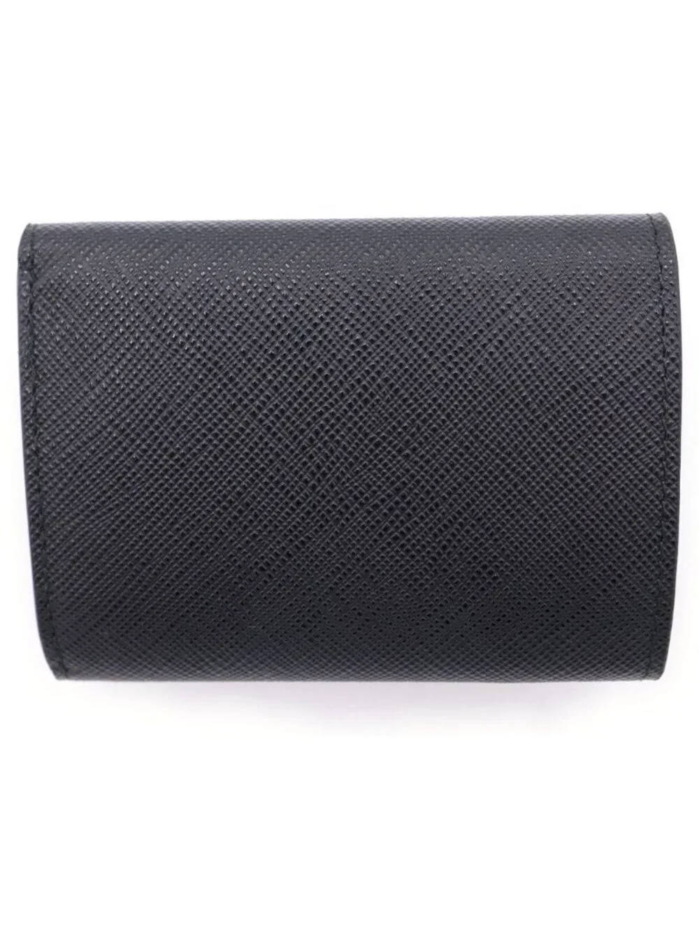 Prada Saffiano Triangle Logo 3 Fold Wallet Black